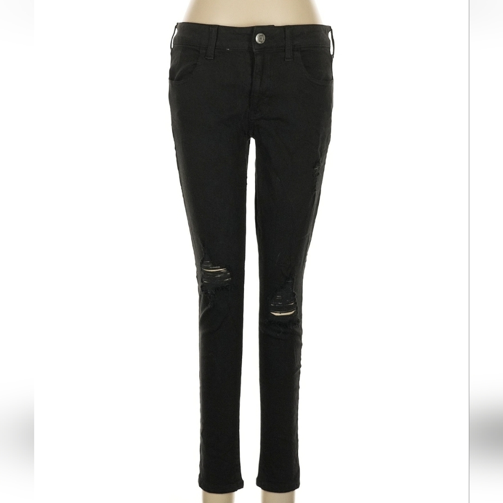 💥Sale💥American Eagle Outfitters Black Distressed Skinny Jeans - Picture 1 of 4